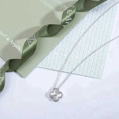 [Max Jewelry ]CLOVER  15MM DIAMOND LASER NECKLACE SILVER