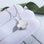 [Plus&Max]CLOVER  15MM DIAMOND LASER NECKLACE SILVER