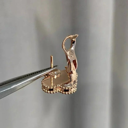 [Max Jewelry ]CLOVER MEDIUM 1 MOTIFS  PINK MOP DIAMOND EARRINGS