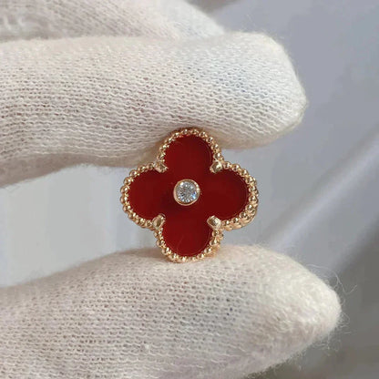 [Max Jewelry ]CLOVER MEDIUM 1 MOTIFS CARNELIAN  DIAMOND earrings