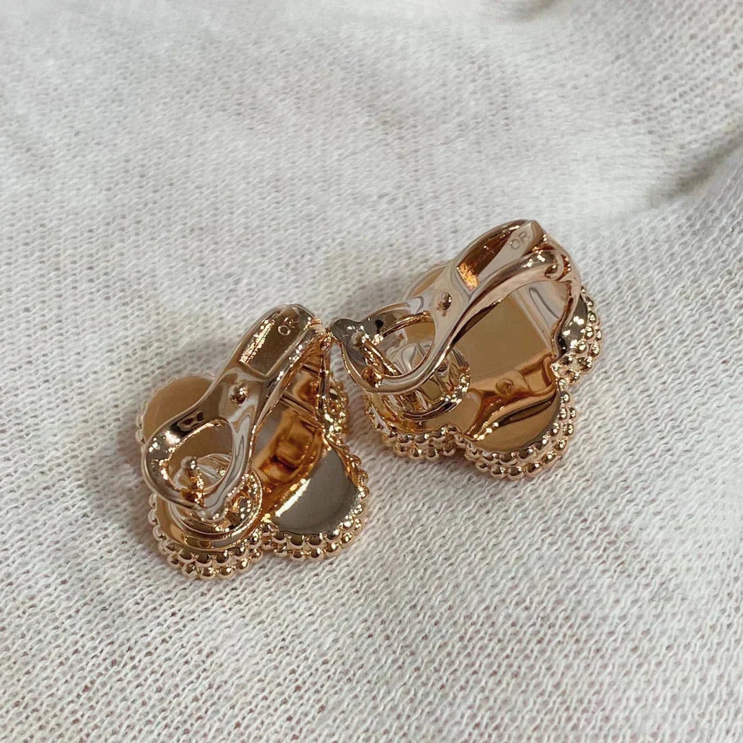 [Max Jewelry ]CLOVER MEDIUM 1 MOTIFS CARNELIAN  DIAMOND earrings