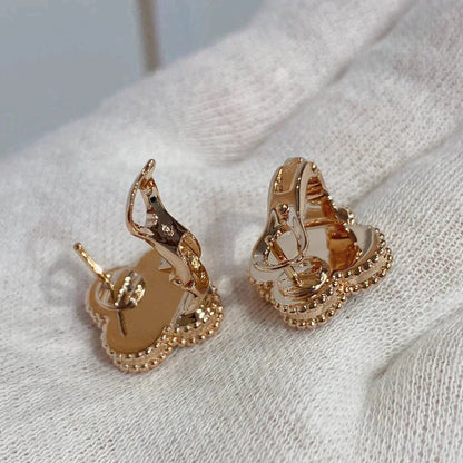 [Max Jewelry ]CLOVER MEDIUM 1 MOTIFS CARNELIAN  DIAMOND earrings