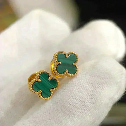 [Max Jewelry ]CLOVER MINI 9.5MM MALACHITE  EARRINGS