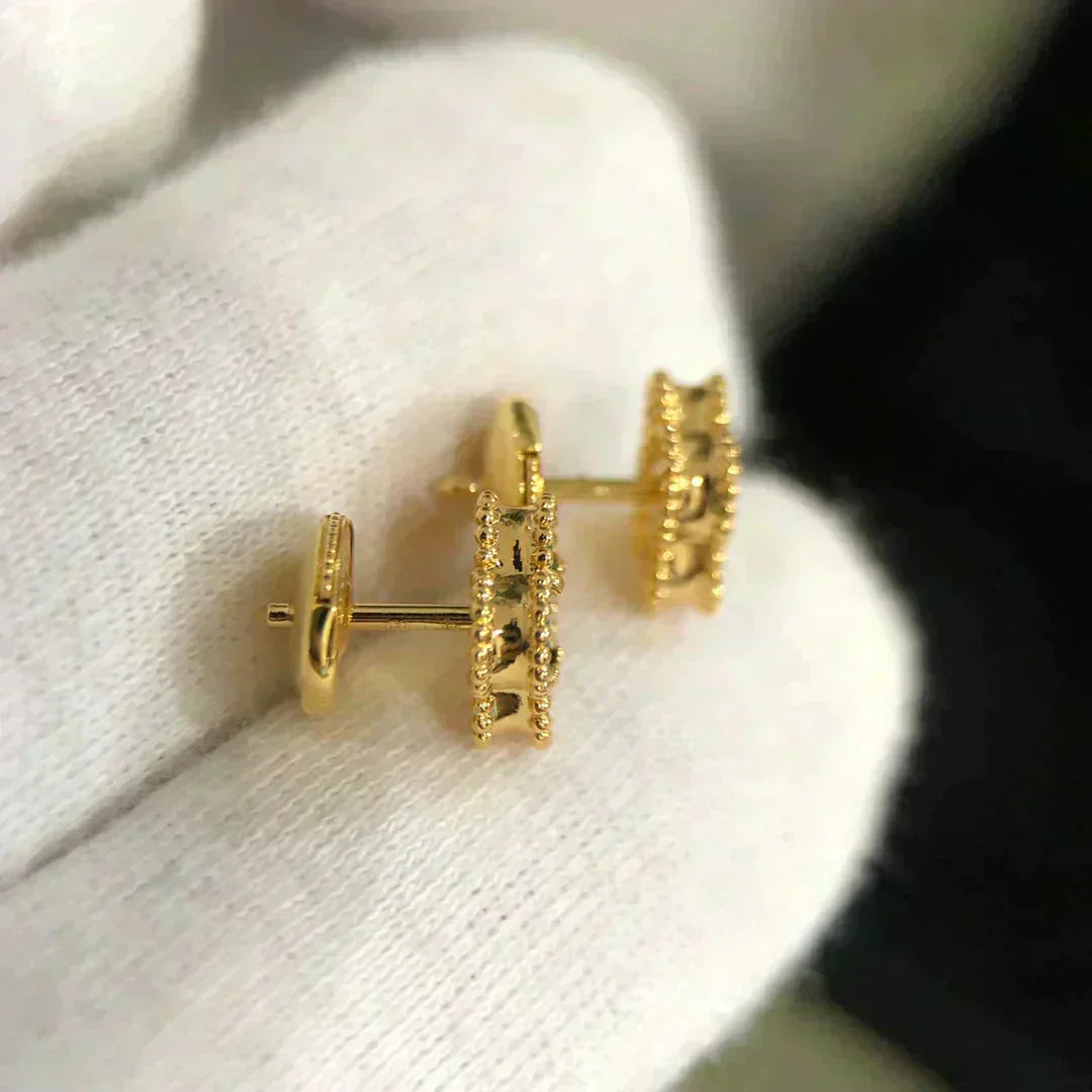[Max Jewelry ]CLOVER MINI 9.5MM MALACHITE  EARRINGS