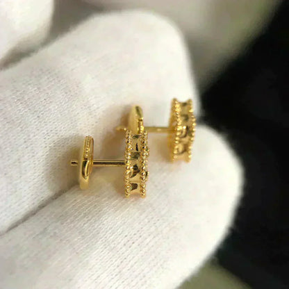 [Max Jewelry ]CLOVER MINI 9.5MM MALACHITE  EARRINGS