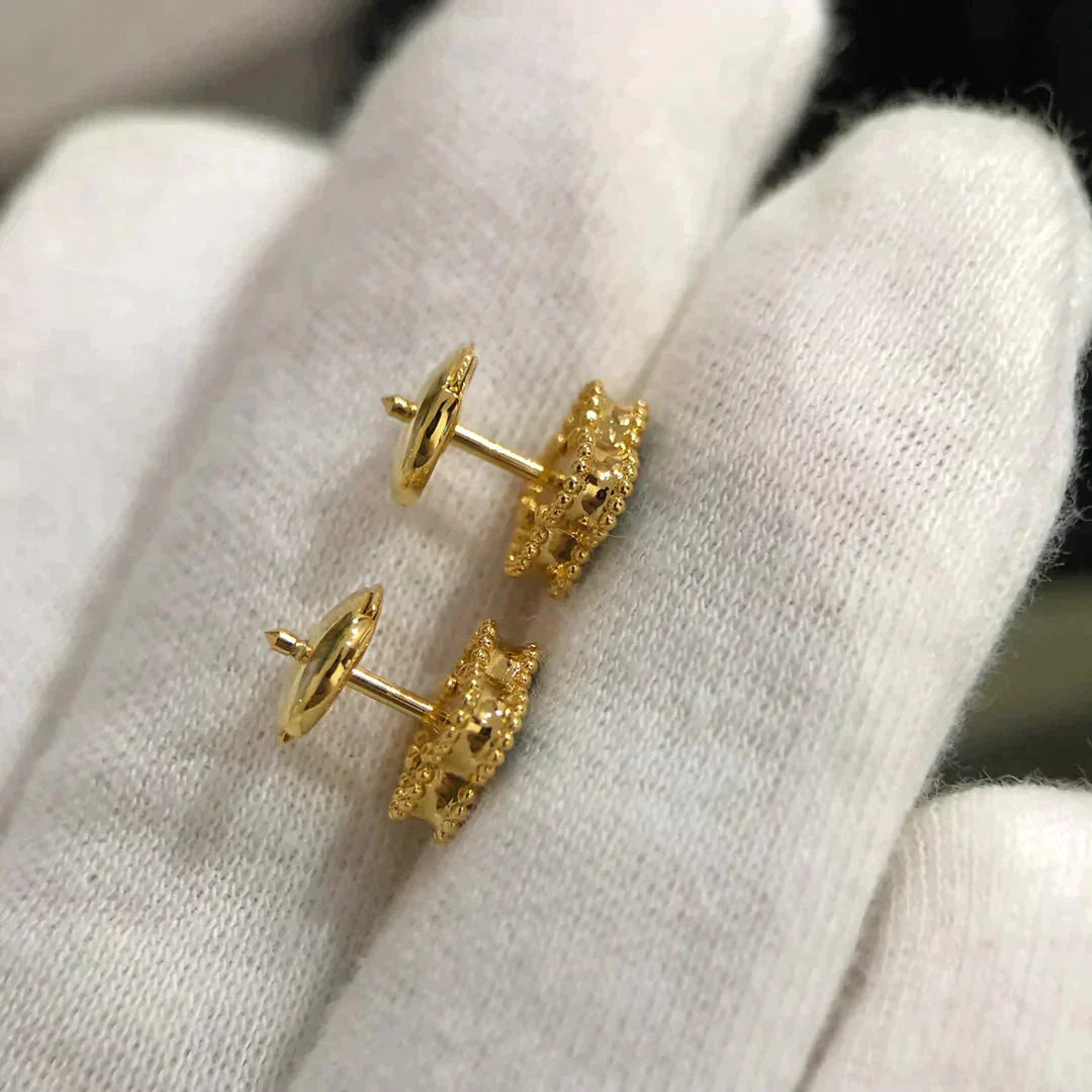 [Max Jewelry ]CLOVER MINI 9.5MM MALACHITE  EARRINGS