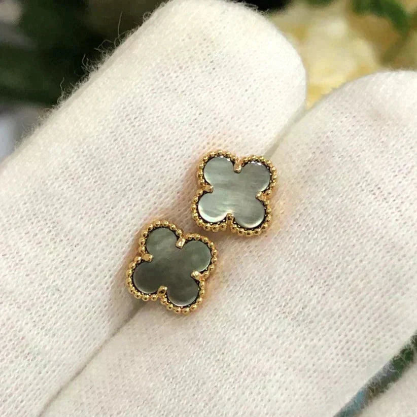 [Max Jewelry ]CLOVER MINI 9.5MM GRAY MOP EARRINGS