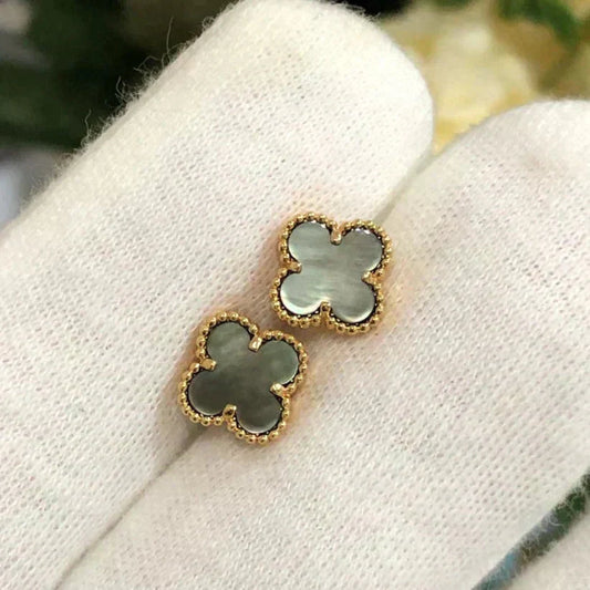 [Max Jewelry ]CLOVER MINI 9.5MM GRAY MOP EARRINGS