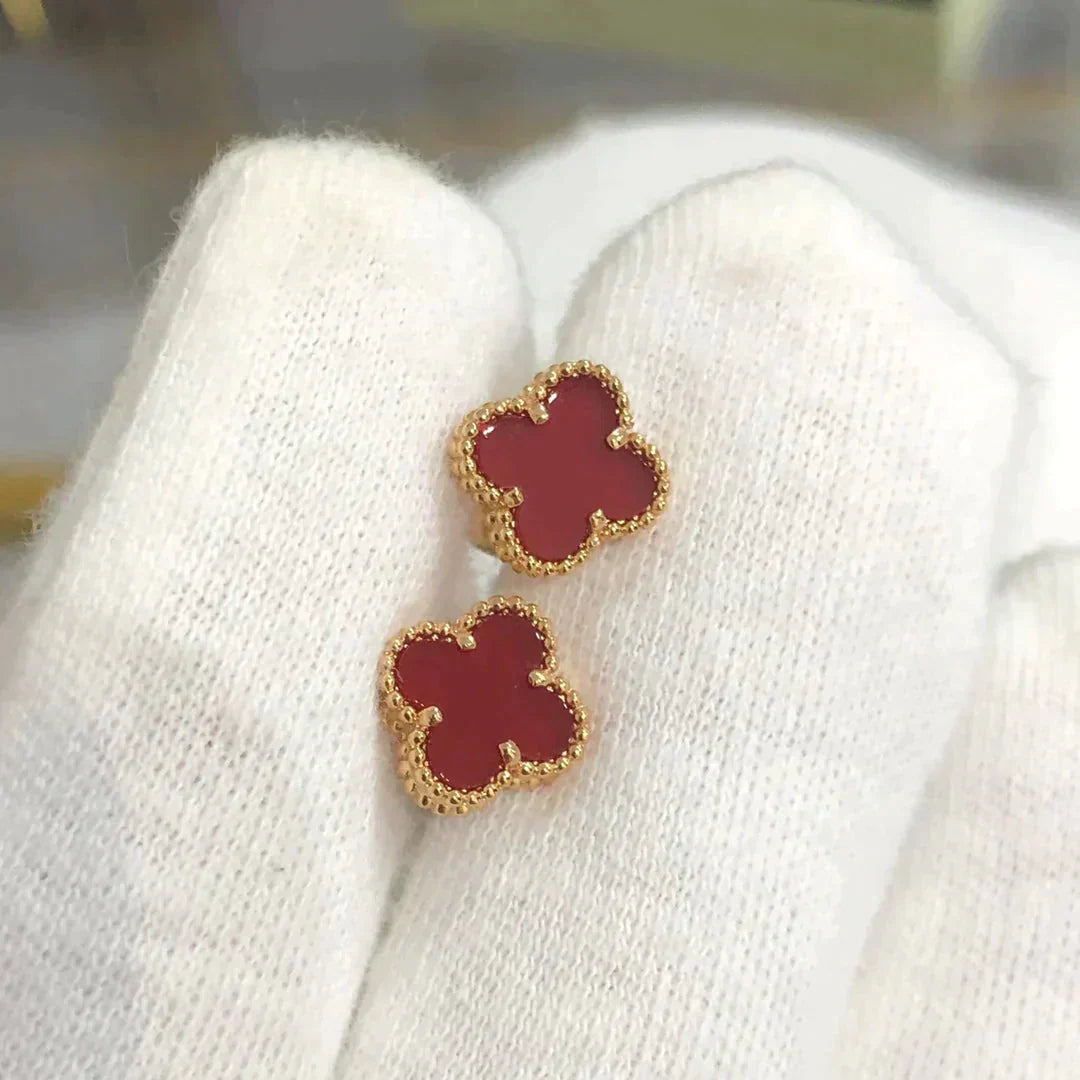 [Max Jewelry ]CLOVER MINI 9.5MM CARNELIAN EARRINGS