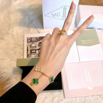 [Max Jewelry ] CLOVER 5 MOTIF MALACHITE BRACELET COLLECTION