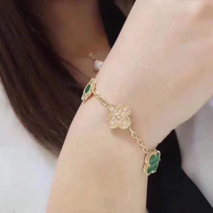 [Max Jewelry ] CLOVER 5 MOTIF MALACHITE BRACELET COLLECTION