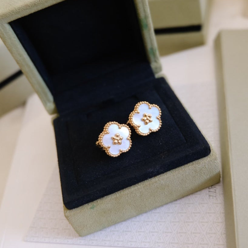 [Max Jewelry ]LUCKY PINK GOLD WHITE MOP EARRINGS