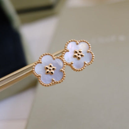 [Max Jewelry ]LUCKY PINK GOLD WHITE MOP EARRINGS