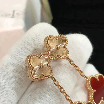 [Max Jewelry ]CLOVER 2 MOTIF  LASER CARNELIAN EARRINGS