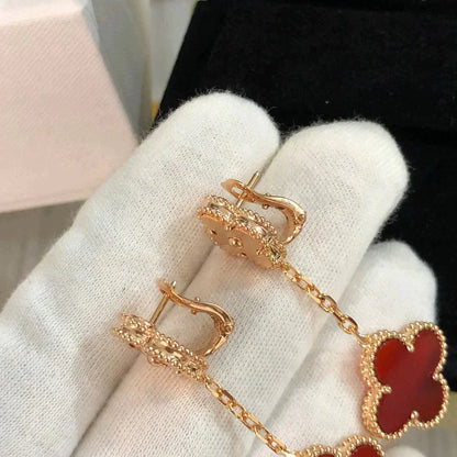 [Max Jewelry ]CLOVER 2 MOTIF  LASER CARNELIAN EARRINGS