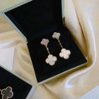 [Plus&Max]CLOVER 2 MOTIF WHITE MOP EARRINGS