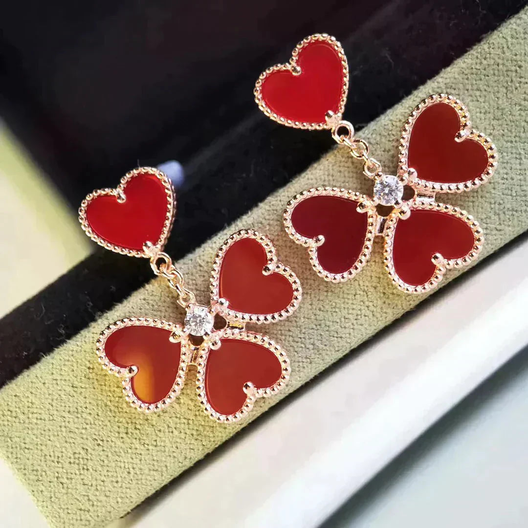 [Max Jewelry ]SWEET CLOVER CARNELIAN EARRINGS