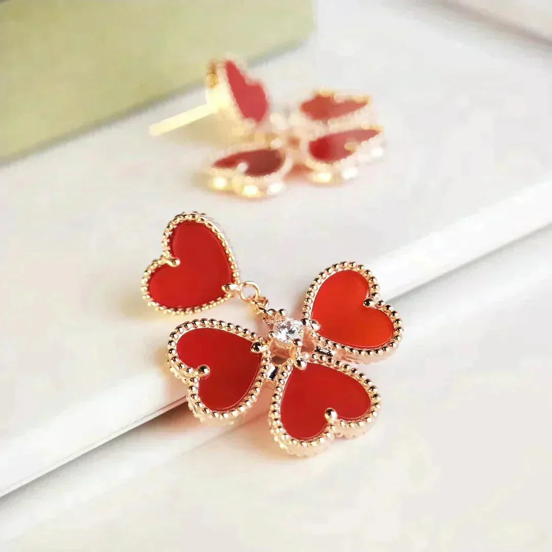 [Max Jewelry ]SWEET CLOVER CARNELIAN EARRINGS