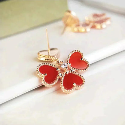 [Max Jewelry ]SWEET CLOVER CARNELIAN EARRINGS