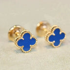 [Plus&Max]CLOVER MINI 9.5MM BLUE AGATE EARRINGS