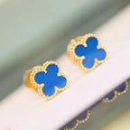 [Plus&Max]CLOVER MINI 9.5MM BLUE AGATE EARRINGS