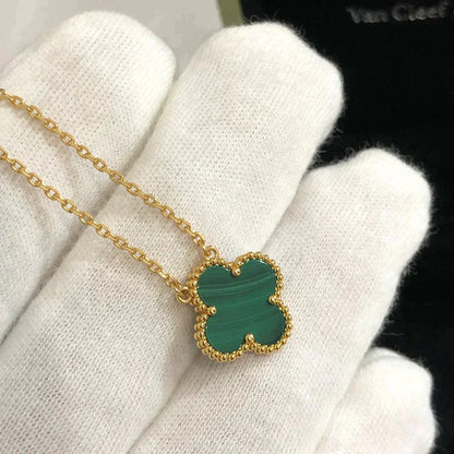 [Max Jewelry ]CLOVER 15MM MALACHITE SINGLE FLOWER  NECKLACE
