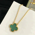 [Plus&Max]CLOVER 15MM MALACHITE SINGLE FLOWER  NECKLACE