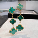 [Plus&Max]CLOVER MALACHITE 3 MOTIFS GOLD