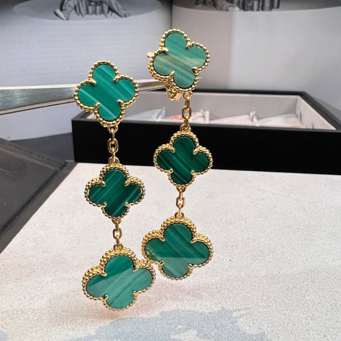 [Max Jewelry ]CLOVER MALACHITE 3 MOTIFS GOLD