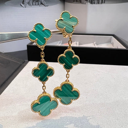 [Max Jewelry ]CLOVER MALACHITE 3 MOTIFS GOLD