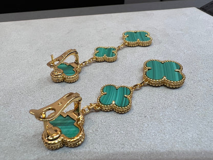 [Max Jewelry ]CLOVER MALACHITE 3 MOTIFS GOLD