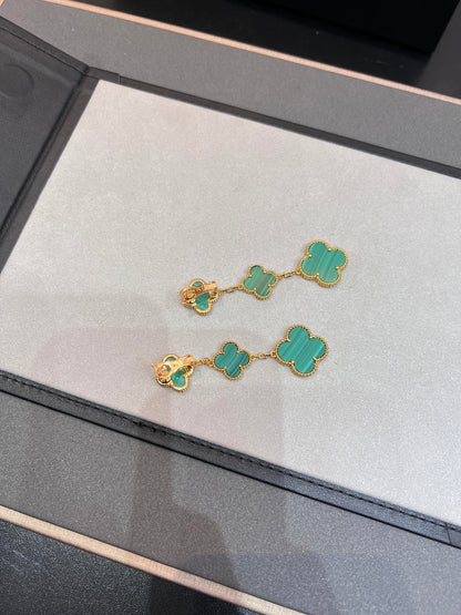 [Max Jewelry ]CLOVER MALACHITE 3 MOTIFS GOLD