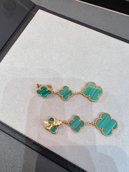 [Max Jewelry ]CLOVER MALACHITE 3 MOTIFS GOLD