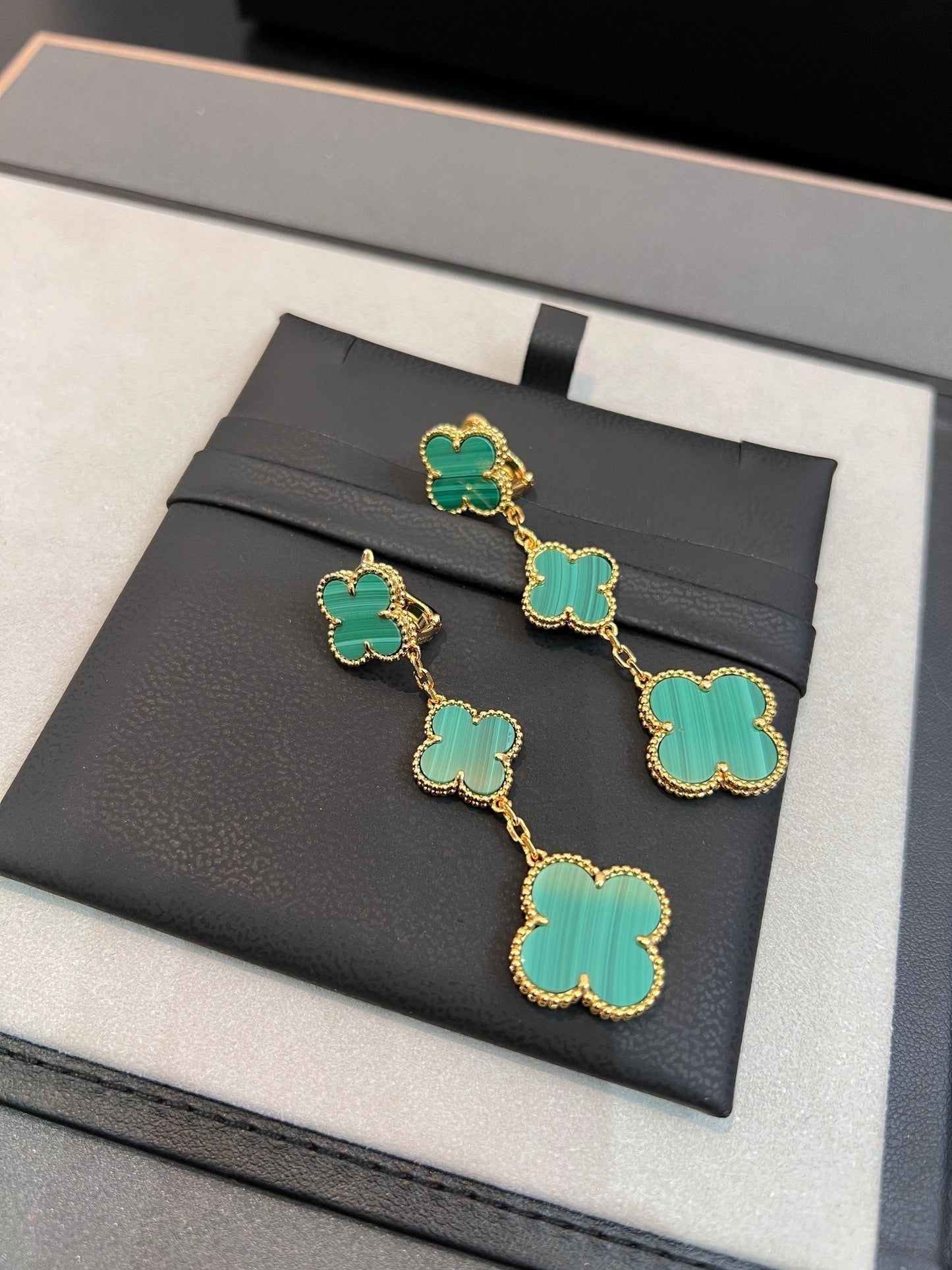 [Max Jewelry ]CLOVER MALACHITE 3 MOTIFS GOLD