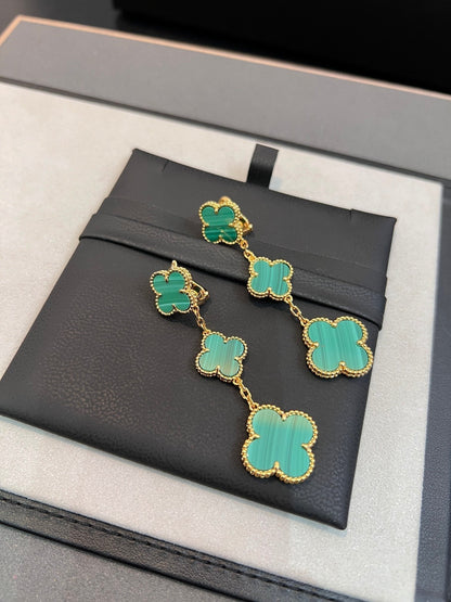 [Max Jewelry ]CLOVER MALACHITE 3 MOTIFS GOLD