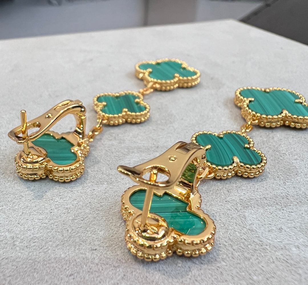 [Max Jewelry ]CLOVER MALACHITE 3 MOTIFS GOLD