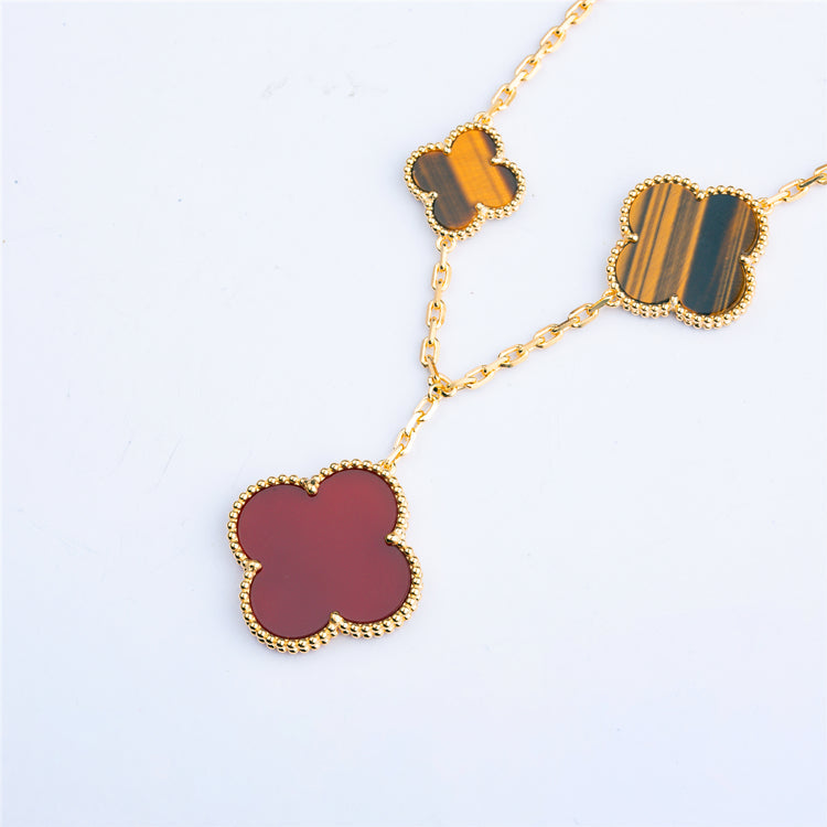 [Max Jewelry ]CLOVER BRACELET 5 MOTIFS CARNELIAN TIGER EYE