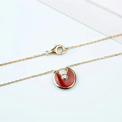[Max Jewelry ]AMULETTE GOLD CARNELIAN ONYX NECKLACE