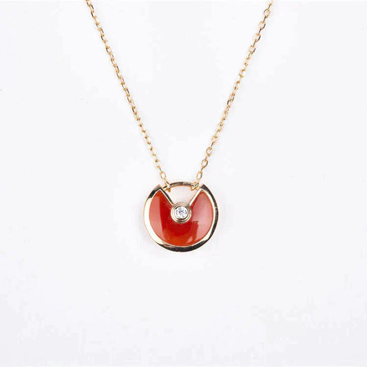 [Max Jewelry ]AMULETTE GOLD CARNELIAN ONYX NECKLACE