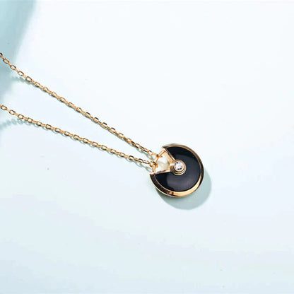 [Max Jewelry ]AMULETTE GOLD CARNELIAN ONYX NECKLACE