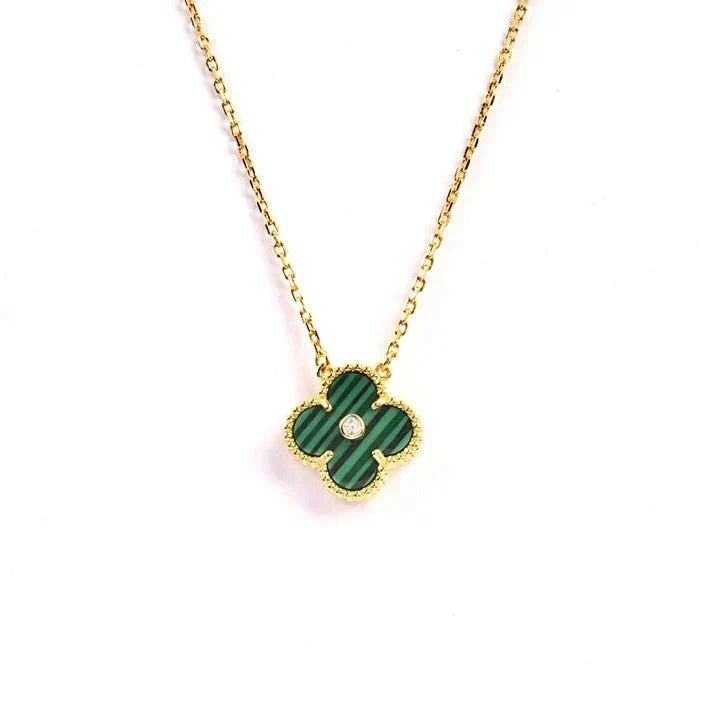 [Plus&Max]CLOVER 15MM DIAMOND TURQUOISE NECKLACE