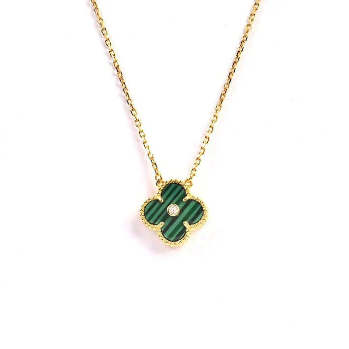 [Max Jewelry ]CLOVER 15MM DIAMOND TURQUOISE NECKLACE