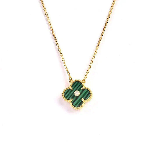 [Max Jewelry ]CLOVER 15MM DIAMOND TURQUOISE NECKLACE