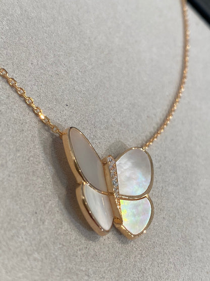 [Max Jewelry ]BUTTERFLY GOLD MOP DIAMOND NECKLACE