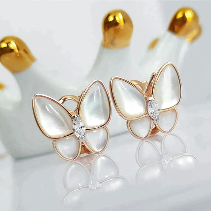 [Max Jewelry ]BUTTERFLY MOP DIAMOND EARRINGS