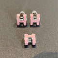 [Plus&Max]MINI POP H SILVER EARRINGS PINK