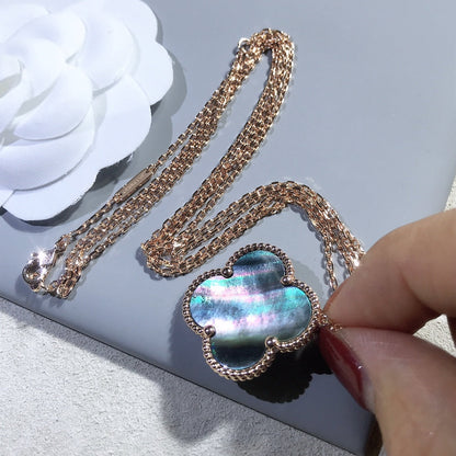 [Max Jewelry ]CLOVER 25MM GOLD DARK MOP BIG CLOVER NECKLACE