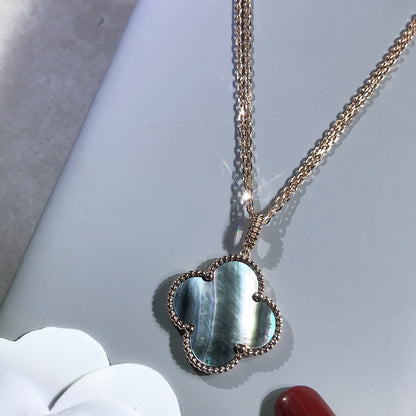 [Max Jewelry ]CLOVER 25MM GOLD DARK MOP BIG CLOVER NECKLACE