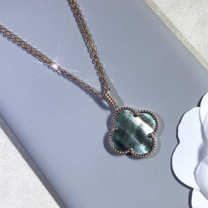 [Max Jewelry ]CLOVER 25MM GOLD DARK MOP BIG CLOVER NECKLACE