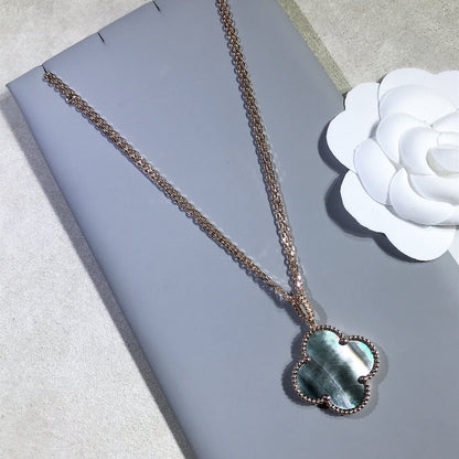[Max Jewelry ]CLOVER 25MM GOLD DARK MOP BIG CLOVER NECKLACE